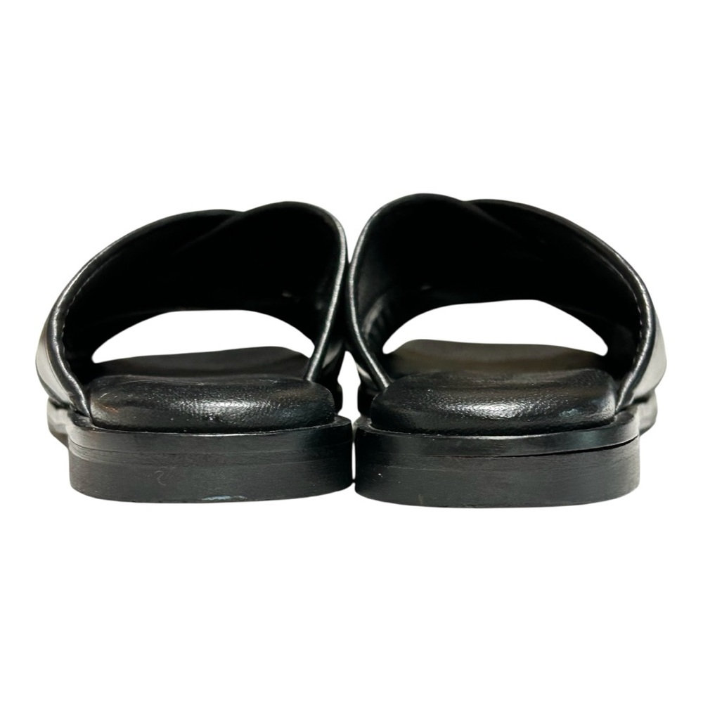 Freda Salvador Marta Black Leather Criss Cross Slide Sandal Flat Minimalist 7.5 - Picture 10 of 15